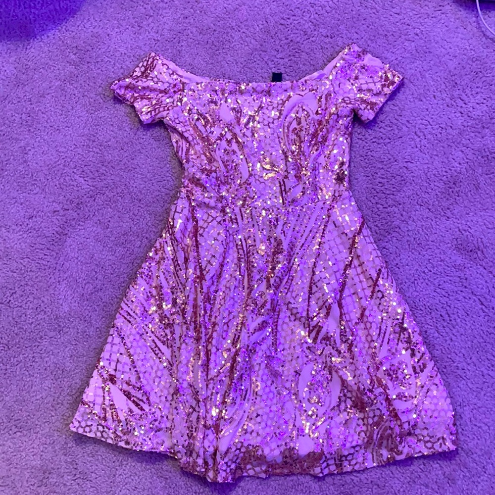 Nude and gold Sequin Windsor dress